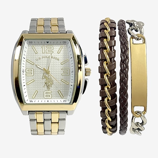 U.S. Polo Assn. Mens Two Tone 4-pc. Watch Boxed Set Usc20239jc