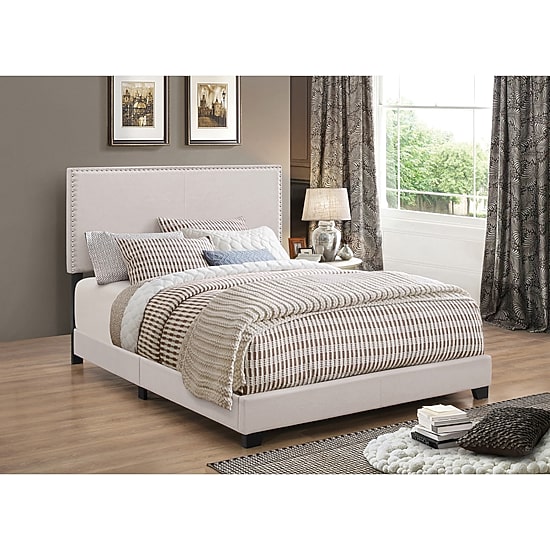 Boyd Nailhead Upholstered Rectangle Bed