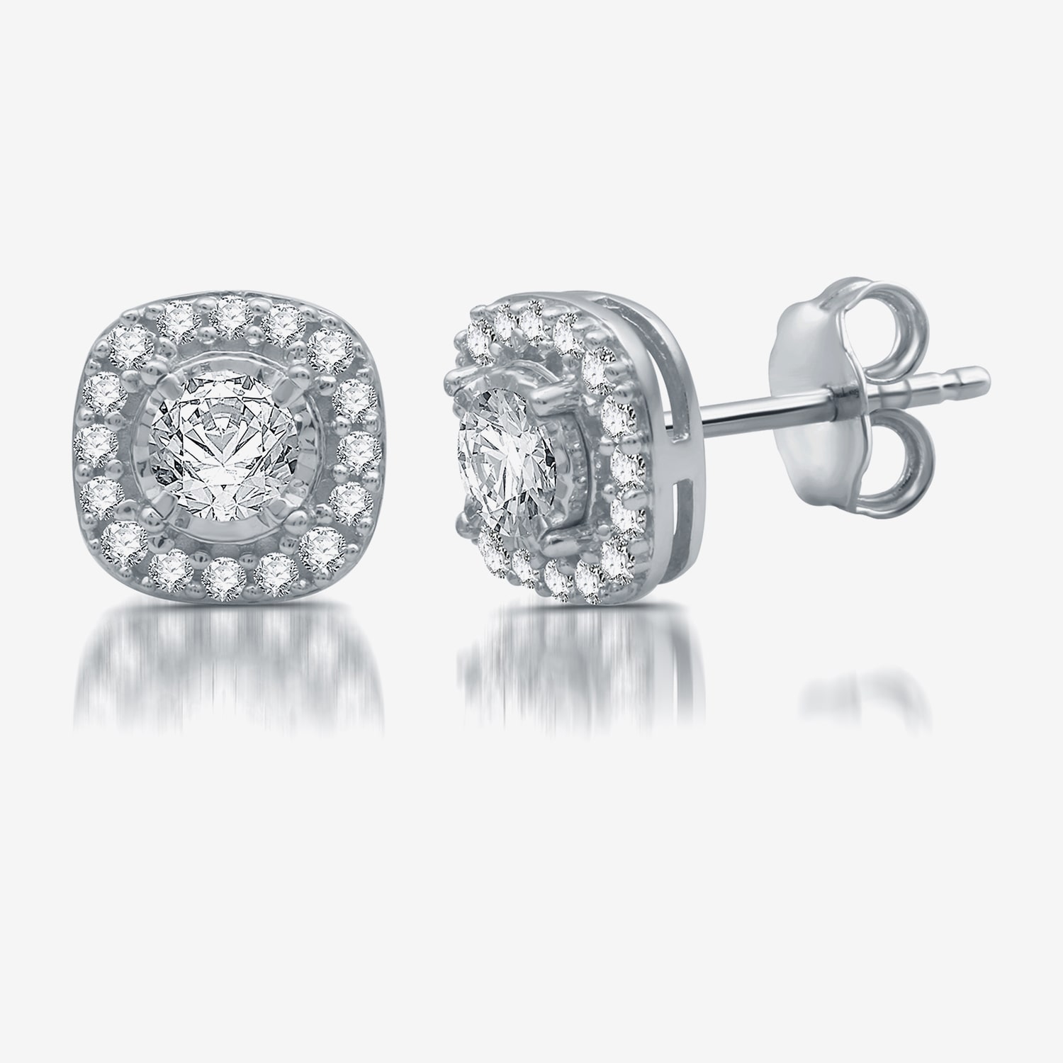 5/8 CT. T.W. Natural White Diamond 10K Gold 8.2mm Cushion Stud Earrings