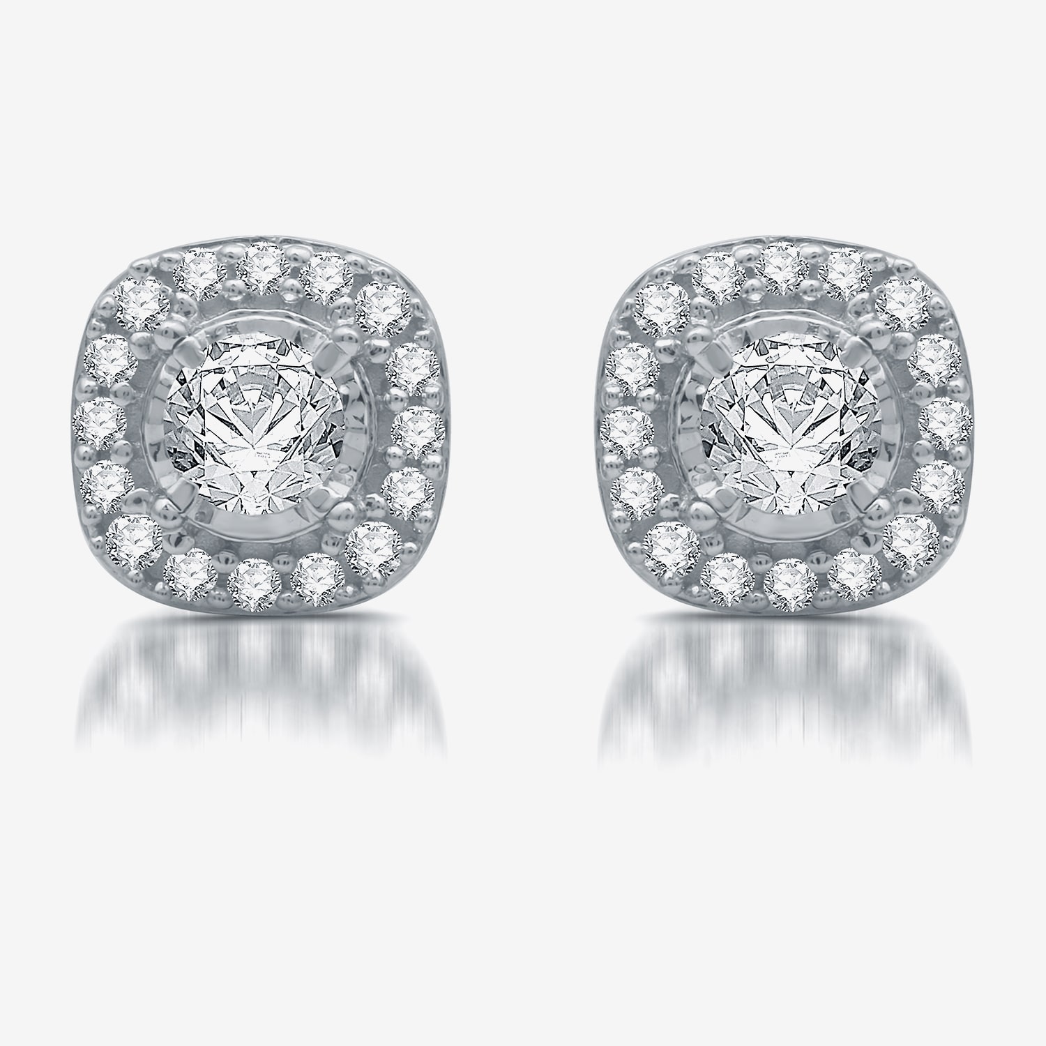 5/8 CT. T.W. Natural White Diamond 10K Gold 8.2mm Cushion Stud Earrings