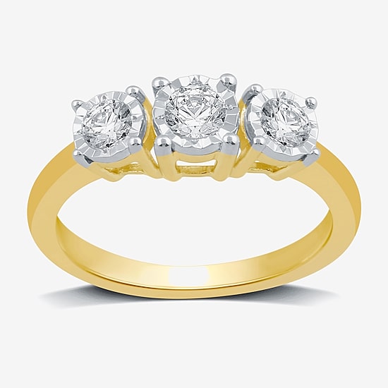 Love Lives Forever Round 1/2 CT.T.W. Natural Diamond 3-Stone Engagement Ring in 10K or 14K Gold