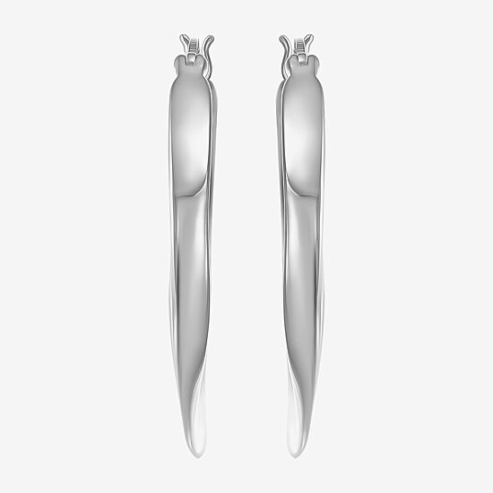 Womens Sterling Silver 31.5mm Round Hoop Earrings
