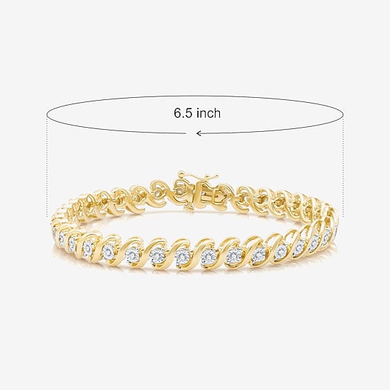 Womens 1/2 CT. T.W. Natural White Diamond 14K Gold Over Silver 7.5 Inch Tennis Bracelet