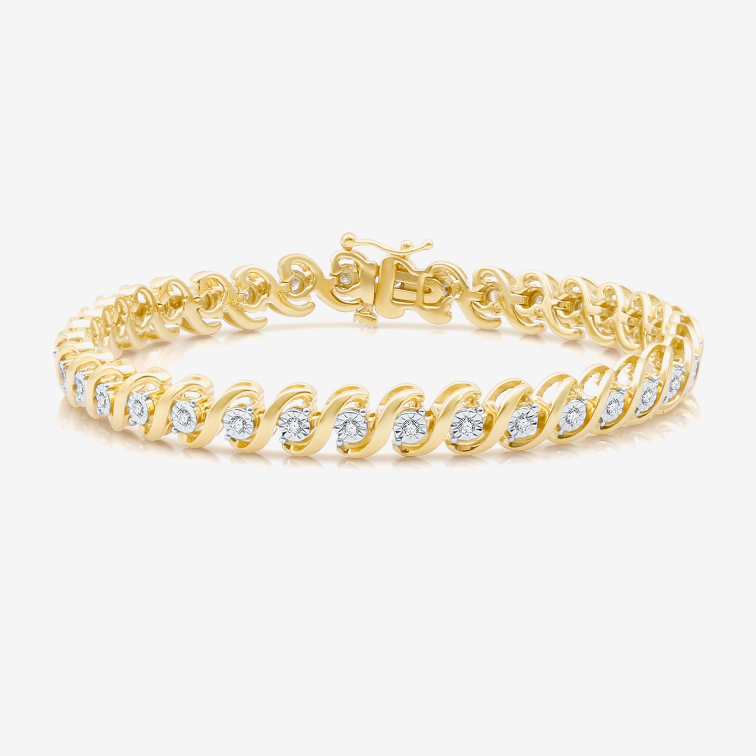 Womens 1/2 CT. T.W. Natural White Diamond 14K Gold Over Silver 7.5 Inch Tennis Bracelet