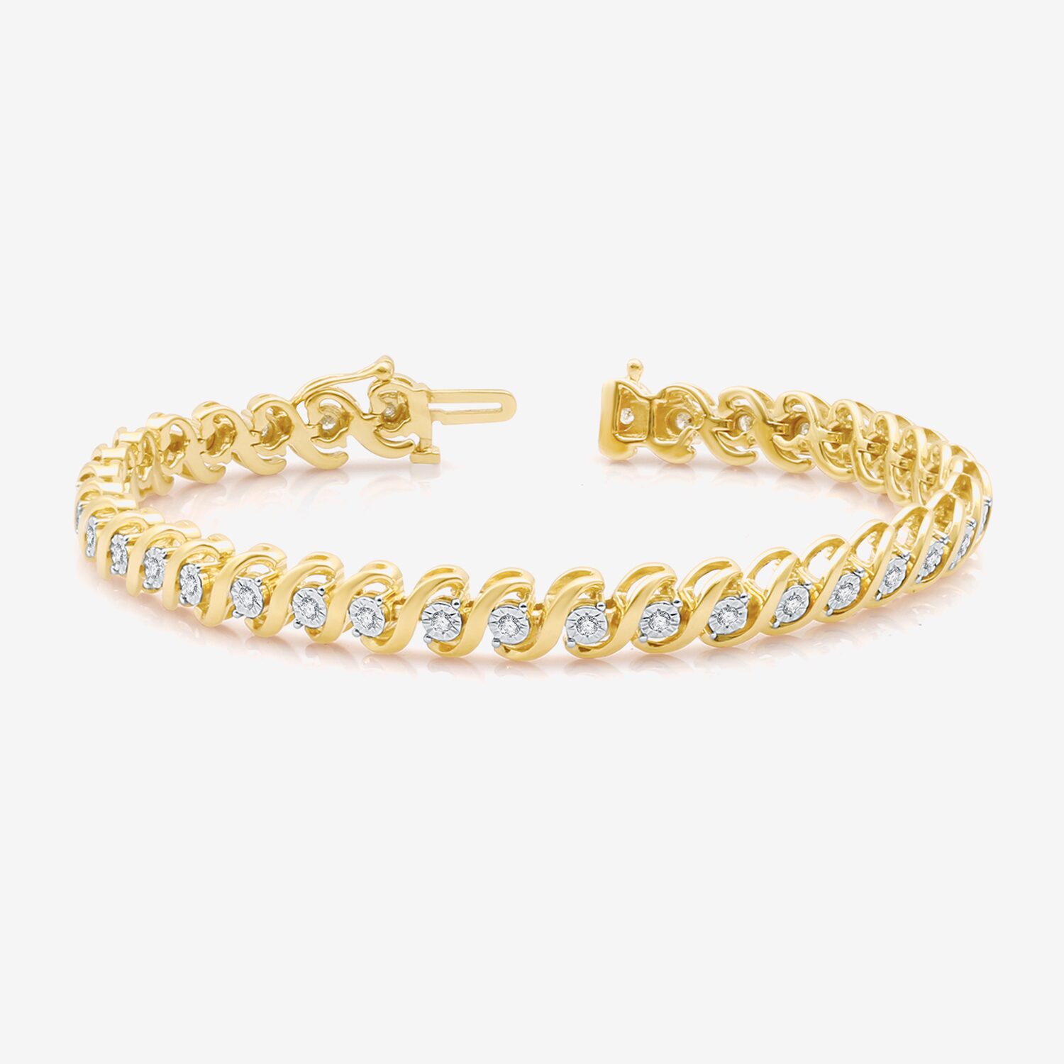 Womens 1/2 CT. T.W. Natural White Diamond 14K Gold Over Silver 7.5 Inch Tennis Bracelet