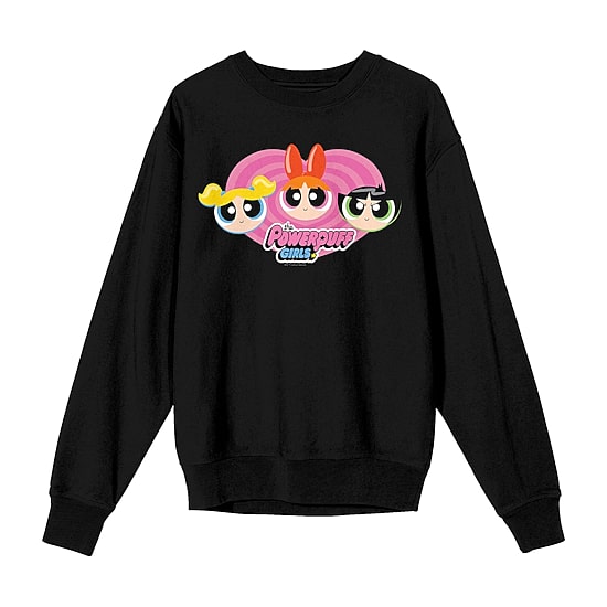 Womens Juniors Crew Neck Long Sleeve Powerpuff Girls Sweatshirt