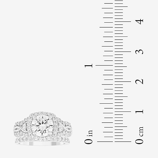 DiamonArt® Womens 2 CT. T.W. White Cubic Zirconia Sterling Silver Bridal Set