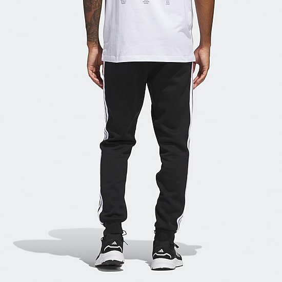 adidas 3 Stripe Mens Cuffed Mid Rise Regular Fit Fleece Active Jogger Pant