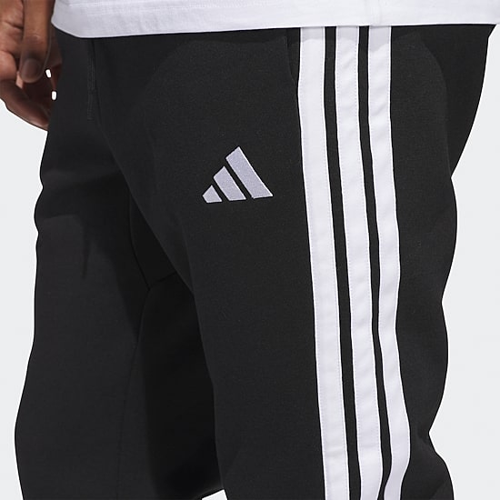 adidas 3 Stripe Mens Cuffed Mid Rise Regular Fit Fleece Active Jogger Pant