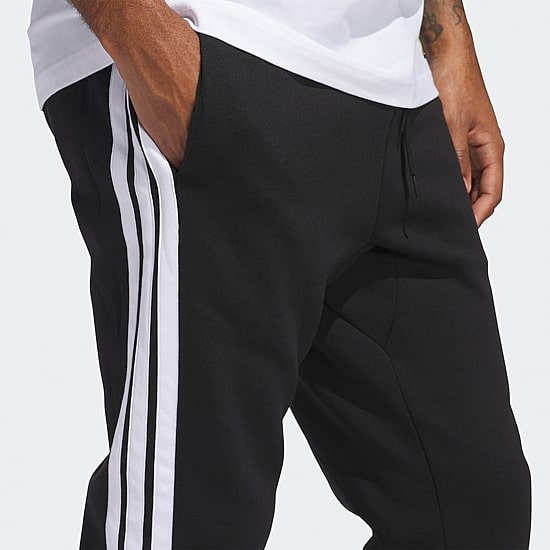 adidas 3 Stripe Mens Cuffed Mid Rise Regular Fit Fleece Active Jogger Pant