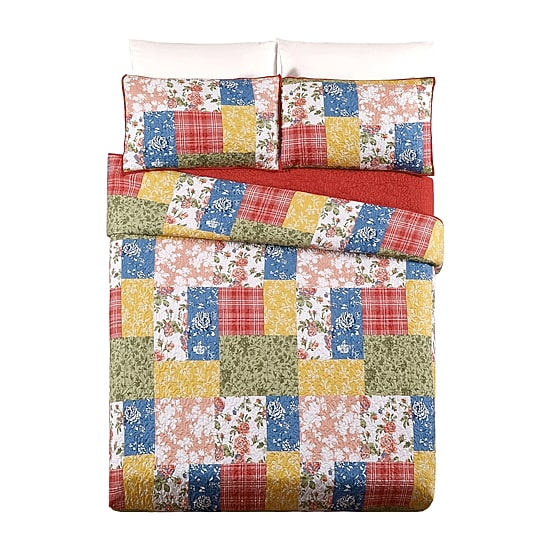 Modern Heirloom Farmhouse Florals Reversible Quilt Set