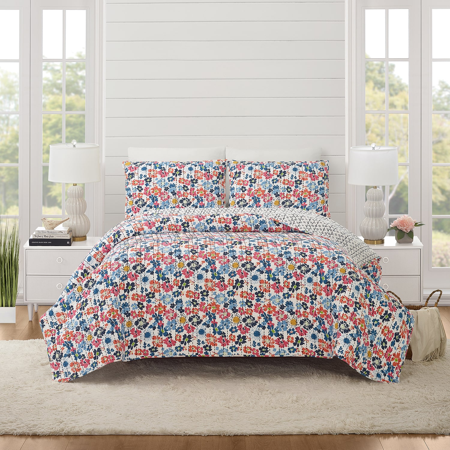Modern Heirloom Blossom Reversible Quilt Set