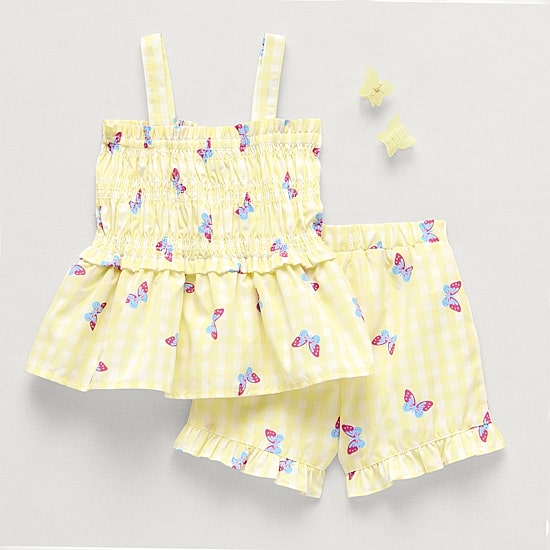 Btween Butterfly Baby Girls Seersucker 2-pc. Short Set