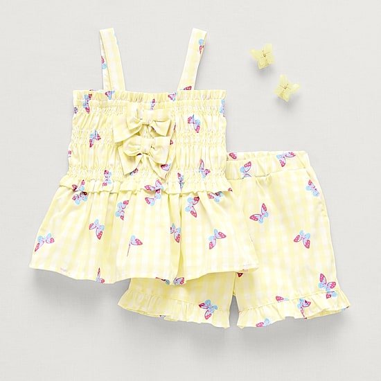 Btween Butterfly Baby Girls Seersucker 2-pc. Short Set