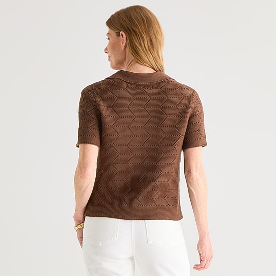 Liz Claiborne Womens Short Sleeve Polo Sweater