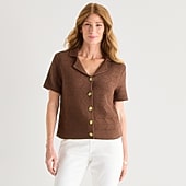 Liz Claiborne Womens Short Sleeve Polo Sweater