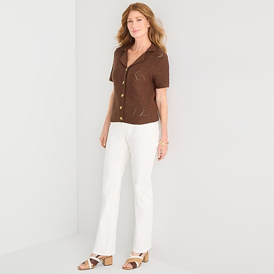 Liz Claiborne Womens Short Sleeve Polo Sweater