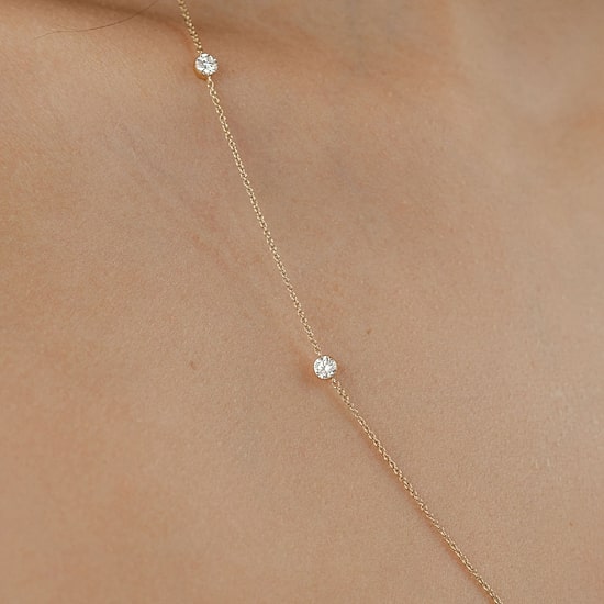 Floating Diamonds (F / Vs2) Womens 14K Gold 24 Inch Cable Chain Necklace