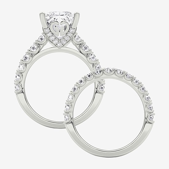 Grown Gorgeous (F / Vs2) Womens 6 1/10 Ct. T.W. Lab Grown White Diamond 14K Gold Radiant Side Stone Bridal Set