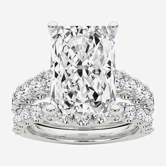 Grown Gorgeous (F / Vs2) Womens 6 1/10 Ct. T.W. Lab Grown White Diamond 14K Gold Radiant Side Stone Bridal Set