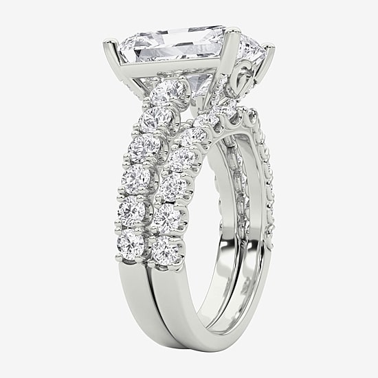 Grown Gorgeous (F / Vs2) Womens 6 1/10 Ct. T.W. Lab Grown White Diamond 14K Gold Radiant Side Stone Bridal Set
