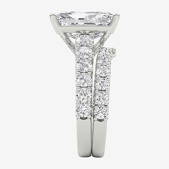 Grown Gorgeous (F / Vs2) Womens 6 1/10 Ct. T.W. Lab Grown White Diamond 14K Gold Radiant Side Stone Bridal Set