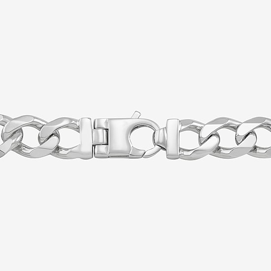 Mens Sterling Silver 8 1/2 Inch Solid Curb Chain Bracelet