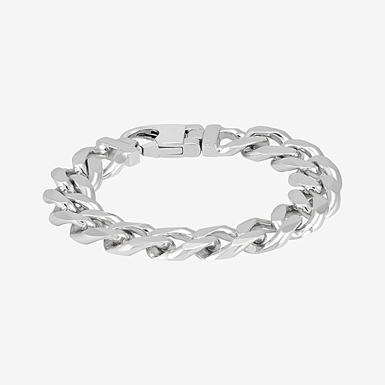 Mens Sterling Silver 8 1/2 Inch Solid Curb Chain Bracelet