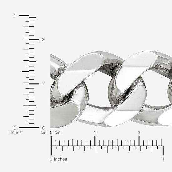 Mens Sterling Silver 8 1/2 Inch Solid Curb Chain Bracelet