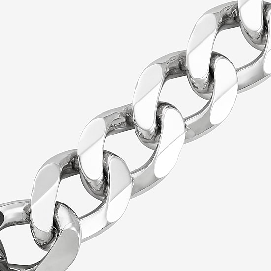 Mens Sterling Silver 8 1/2 Inch Solid Curb Chain Bracelet