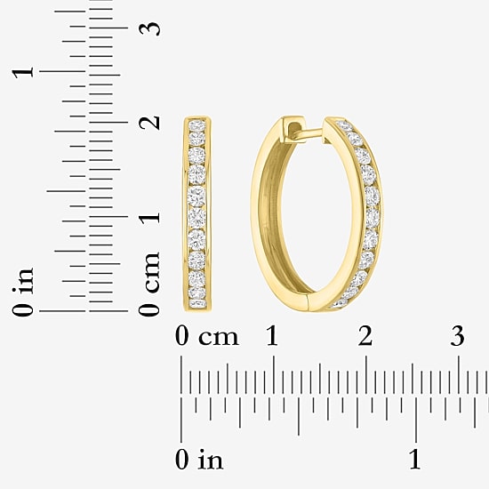 (G-H / Si2-I1) Womens 1 CT. T.W. Lab Grown White Diamond 14K Gold Over Brass 21.4mm Hoop Earrings