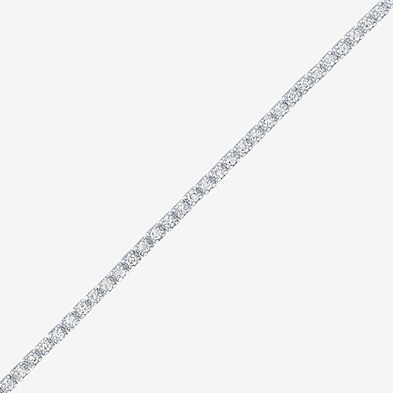 (G-H / Si2-I1) Womens 1 CT. T.W. Lab Grown White Diamond Pure Silver Over Brass 7.25 Inch Tennis Bracelet