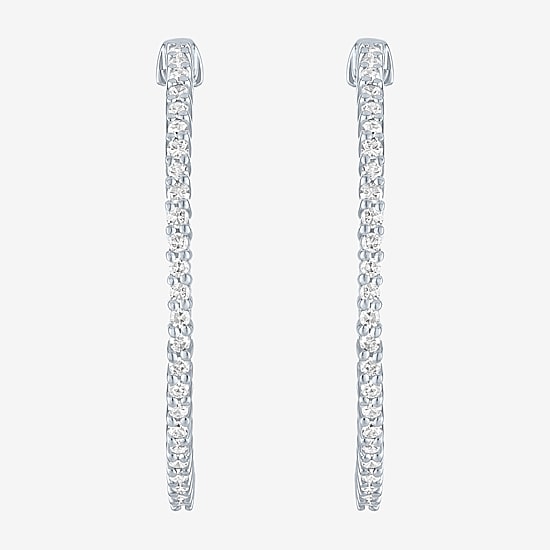 (G-H / Si2-I1) Womens 1 CT. T.W. Lab Grown White Diamond 31mm Hoop Earrings