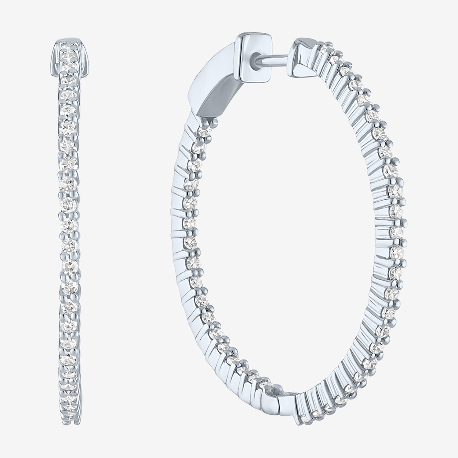 (G-H / Si2-I1) Womens 1 CT. T.W. Lab Grown White Diamond 31mm Hoop Earrings