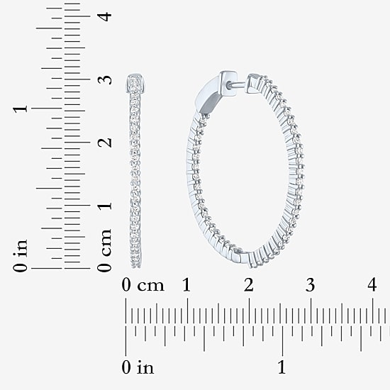 (G-H / Si2-I1) Womens 1 CT. T.W. Lab Grown White Diamond 31mm Hoop Earrings