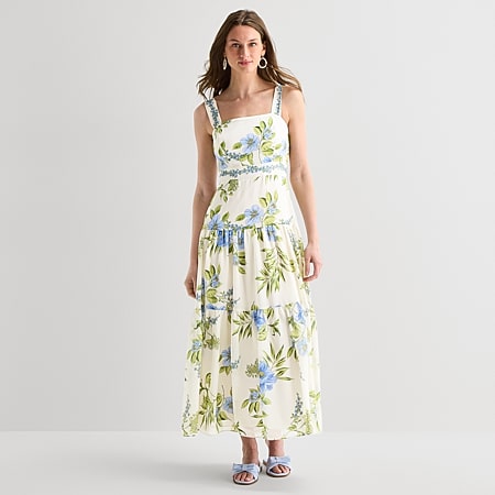 be by chetta b womens short sleeve floral maxi dress Be by CHETTA B Womens Midi V Neck 3/4 Sleeve Balloon Fit + Flare Dress,  Color: Navy