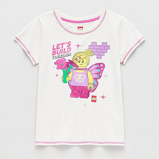 Little & Big Kid Girls Crew Neck Short Sleeve Regular Fit LEGO Graphic T-Shirt