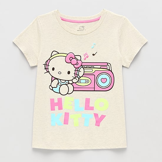 Little & Big Kid Girls Crew Neck Short Sleeve Regular Fit Hello Kitty Graphic T-Shirt