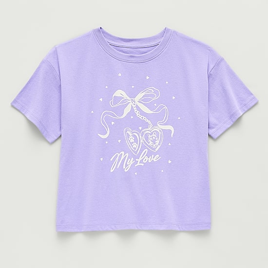 Thereabouts Little & Big Kid Girls Crew Neck Short Sleeve Boxy Fit Graphic T-Shirt