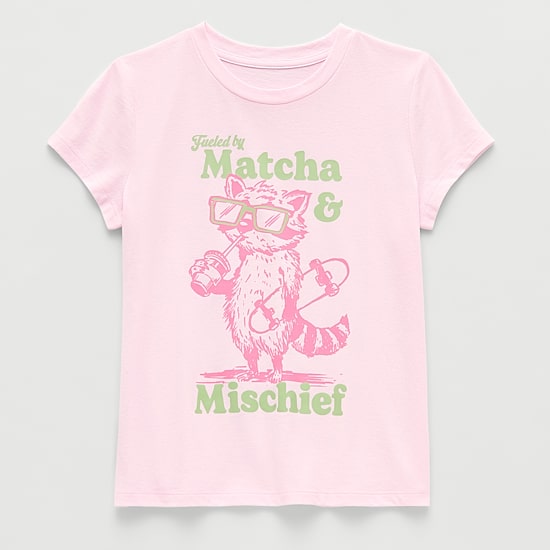Thereabouts Little & Big Kid Girls Crew Neck Short Sleeve Classic Fit Graphic T-Shirt