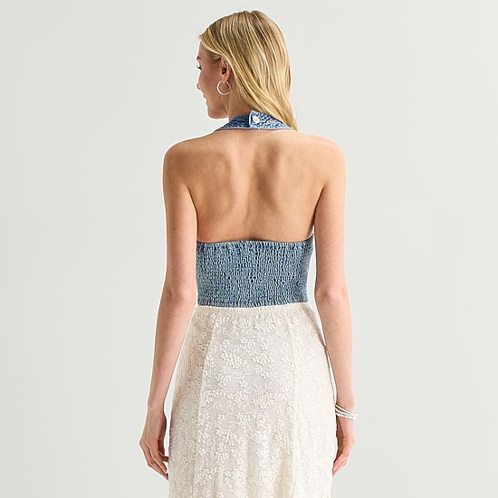 Arizona Womens Juniors Halter Neck Sleeveless Vest