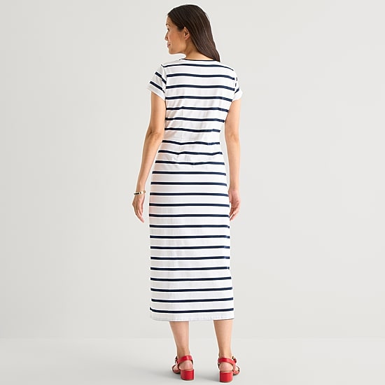 Liz Claiborne Womens Short Sleeve Midi T-Shirt Dress