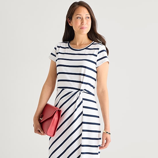 Liz Claiborne Womens Short Sleeve Midi T-Shirt Dress