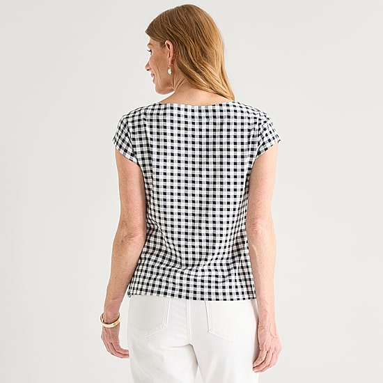 Liz Claiborne Womens Boat Neck Short Sleeve T-Shirt