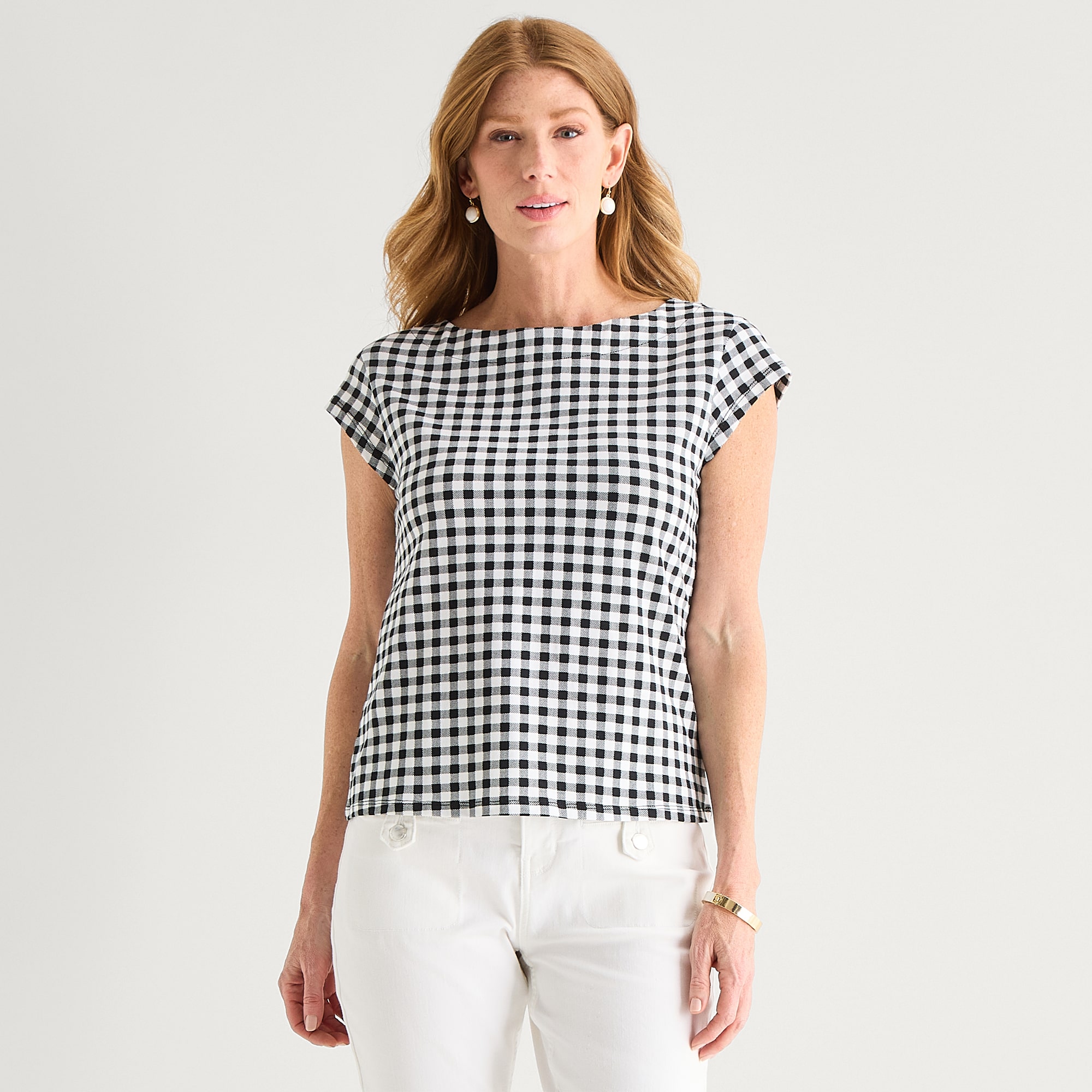 Liz Claiborne Womens Boat Neck Short Sleeve T-Shirt