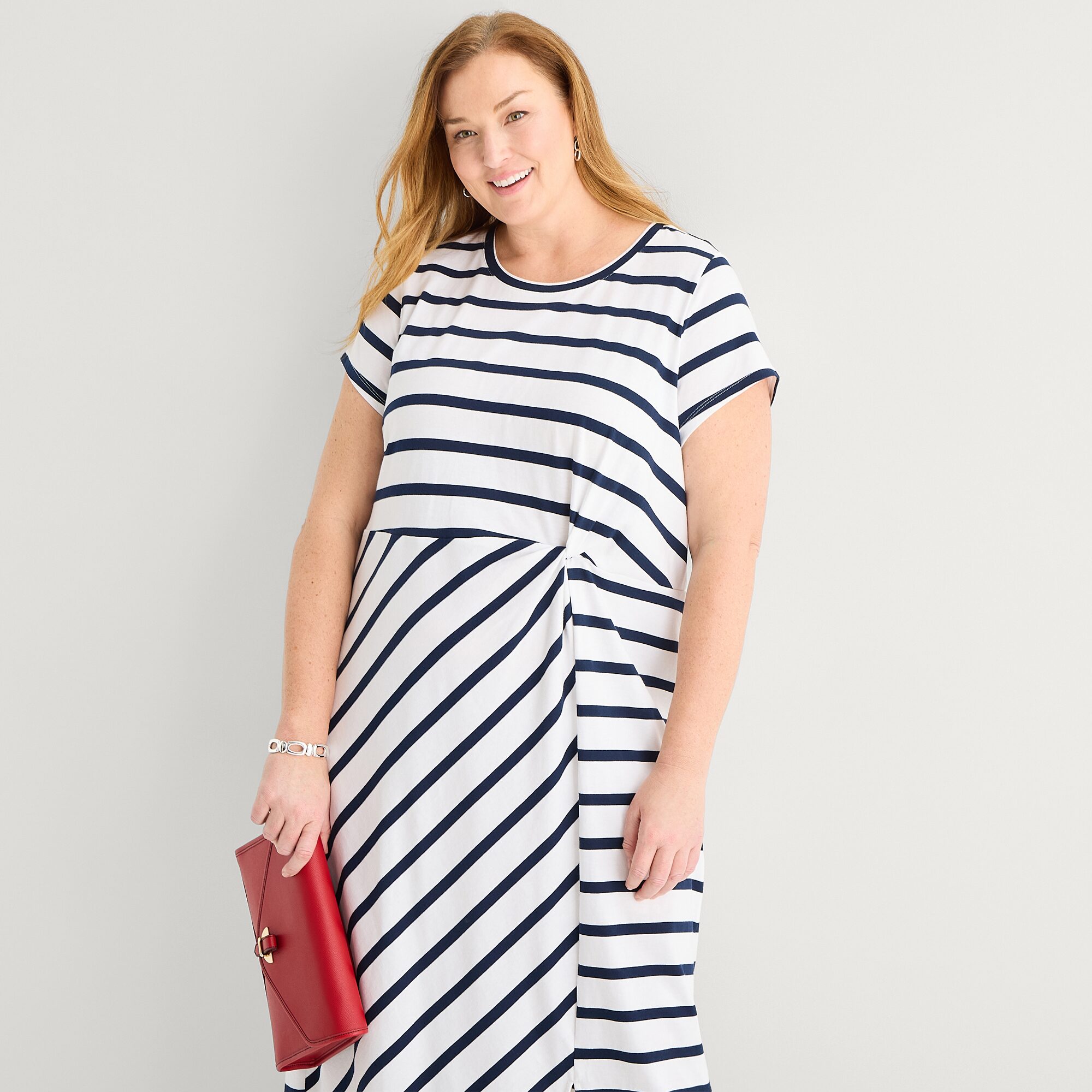 Liz Claiborne Womens Plus Short Sleeve Midi T-Shirt Dress