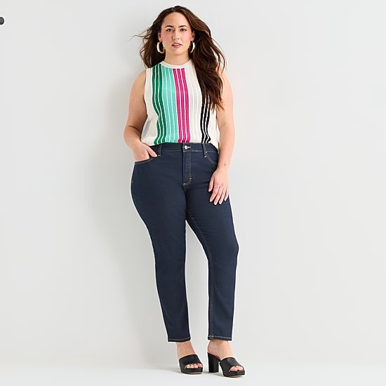Bold Elements Womens Plus High Rise Slim Leg Jean