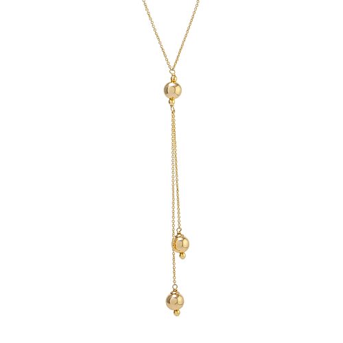 Silver Reflections 24K Gold Over Brass 24 Inch Cable Y Necklace, One Size, Gold