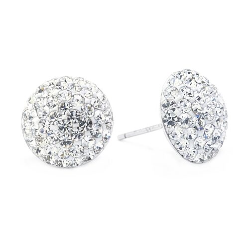 Silver Treasures Crystal Sterling Silver 12mm Stud Earrings, One Size