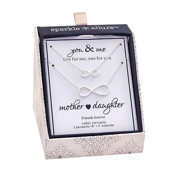 Sparkle Allure Womens Cubic Zirconia Pure Silver Over Brass Infinity 2-pc. Necklace Set